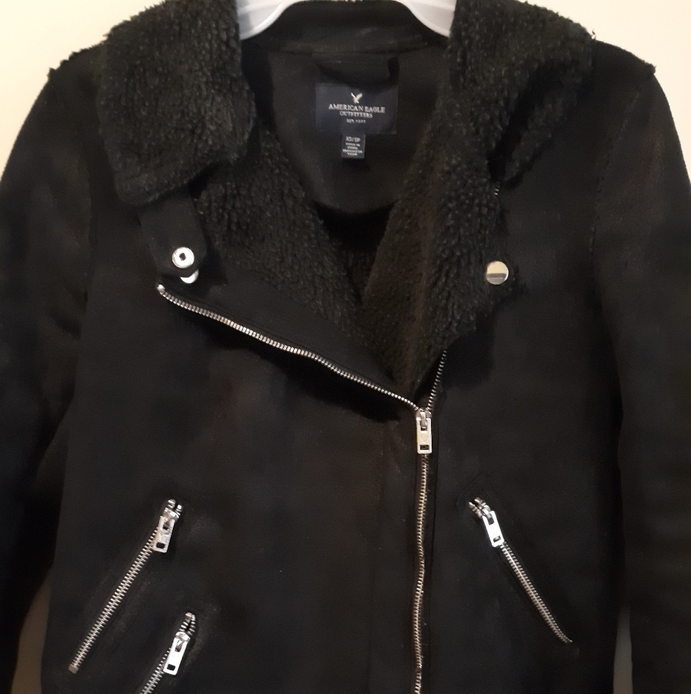 American eagle Black Suede Winter Jacket
